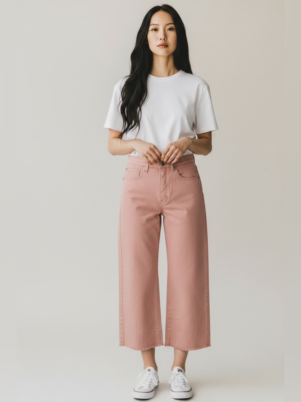 American Eagle Hi Rise Wide Leg Coral Crop Jeans Size 6 NEW